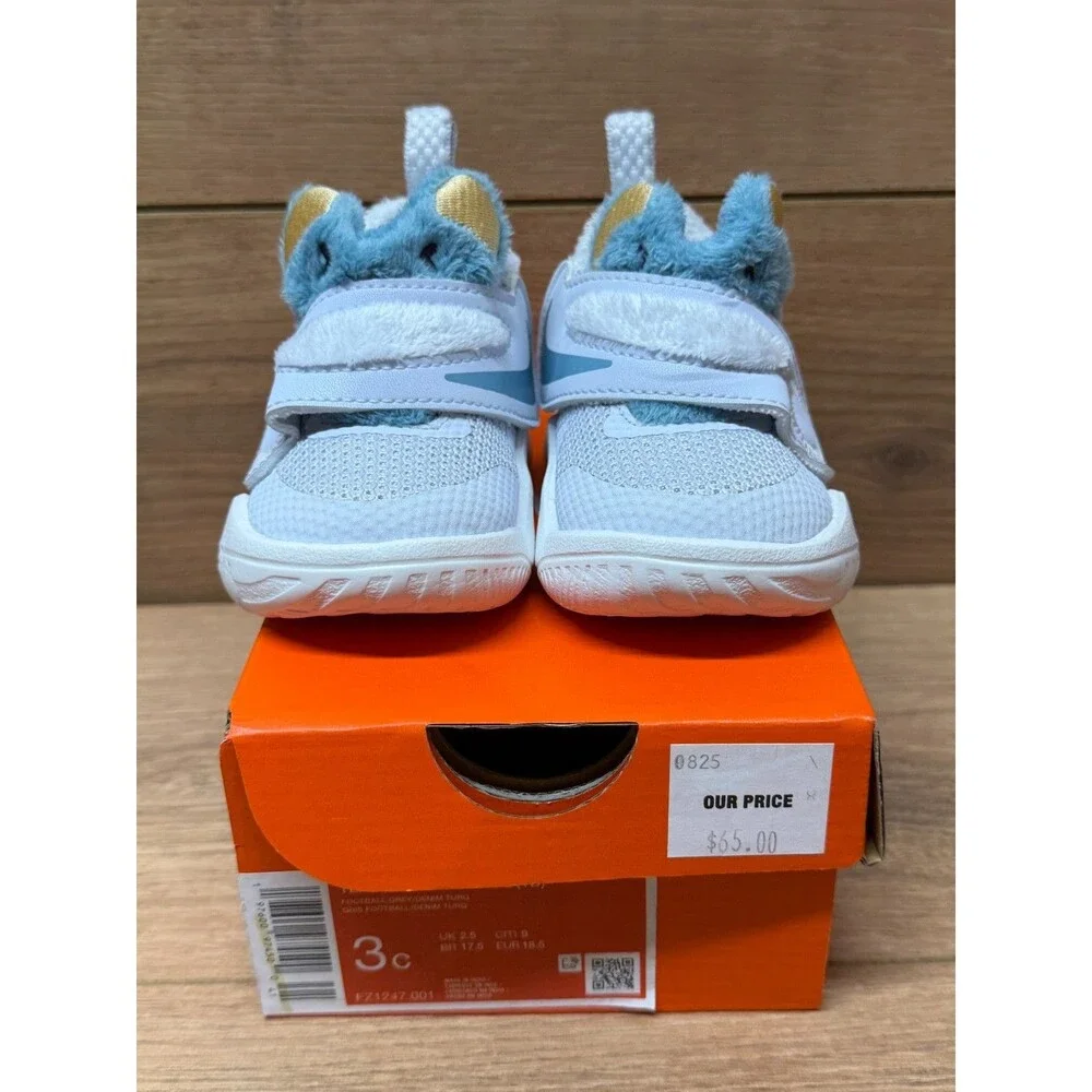 Nike Team Hustle D 11 LIL (TD) Grey / Denim Turquoise FZ1247-001 Size 3C